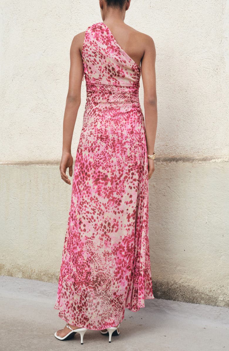 MANGO Corinne One-Shoulder Dress, Alternate, color, Fuchsia