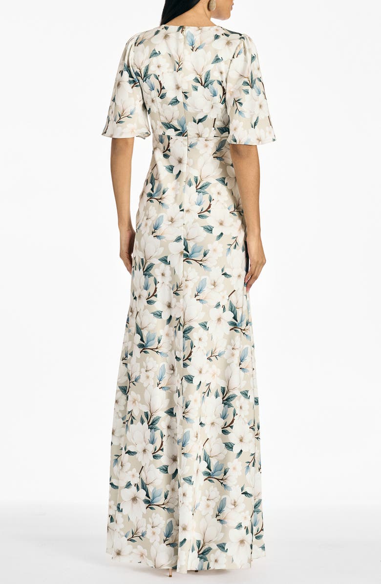 SACHIN BABI Mae Floral Flutter Sleeve Gown, Alternate, color, Champagne Magnolia