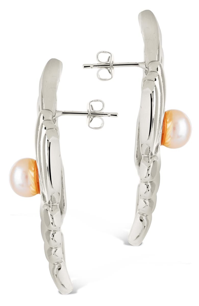 Sterling Forever Fantaisie Genuine Pearl Post Earrings, Alternate, color, Silver