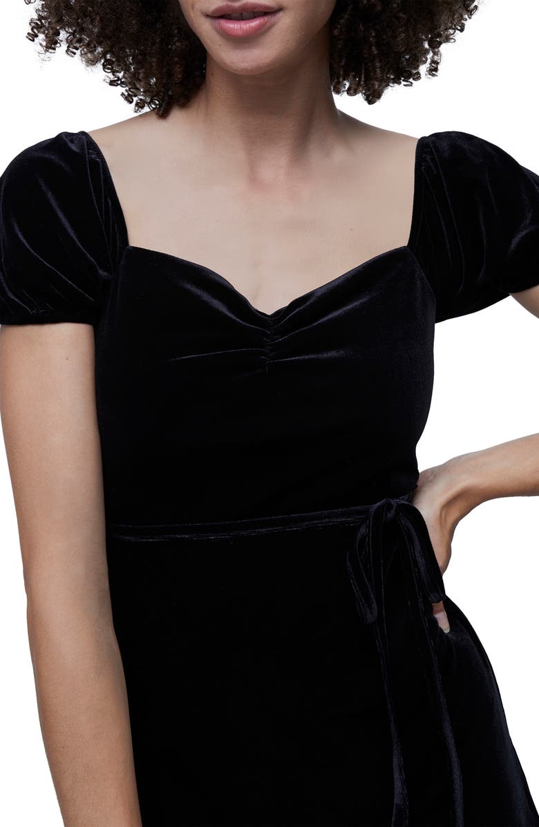 French Connection Yule Velvet Tie Waist Minidress, Alternate, color, 