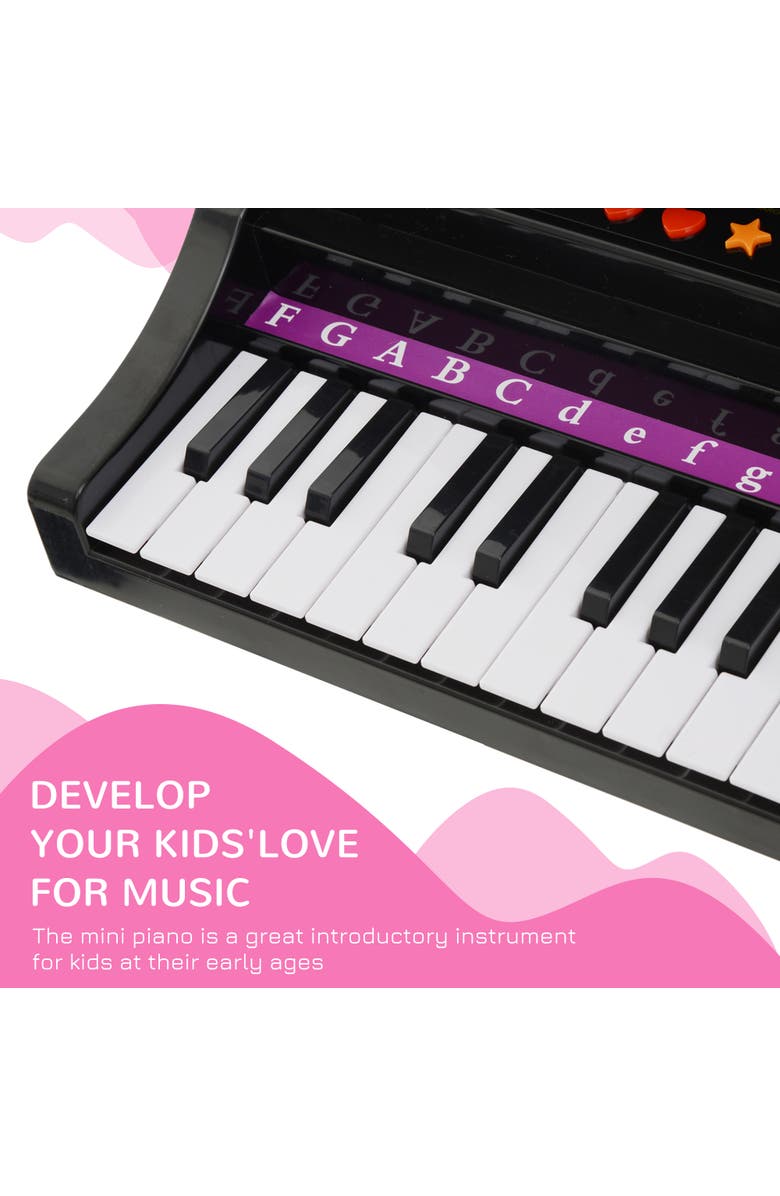 Qaba 37-Key Kids Piano Keyboard with Microphone, Stool, Built-in Songs, Alternate, color, 