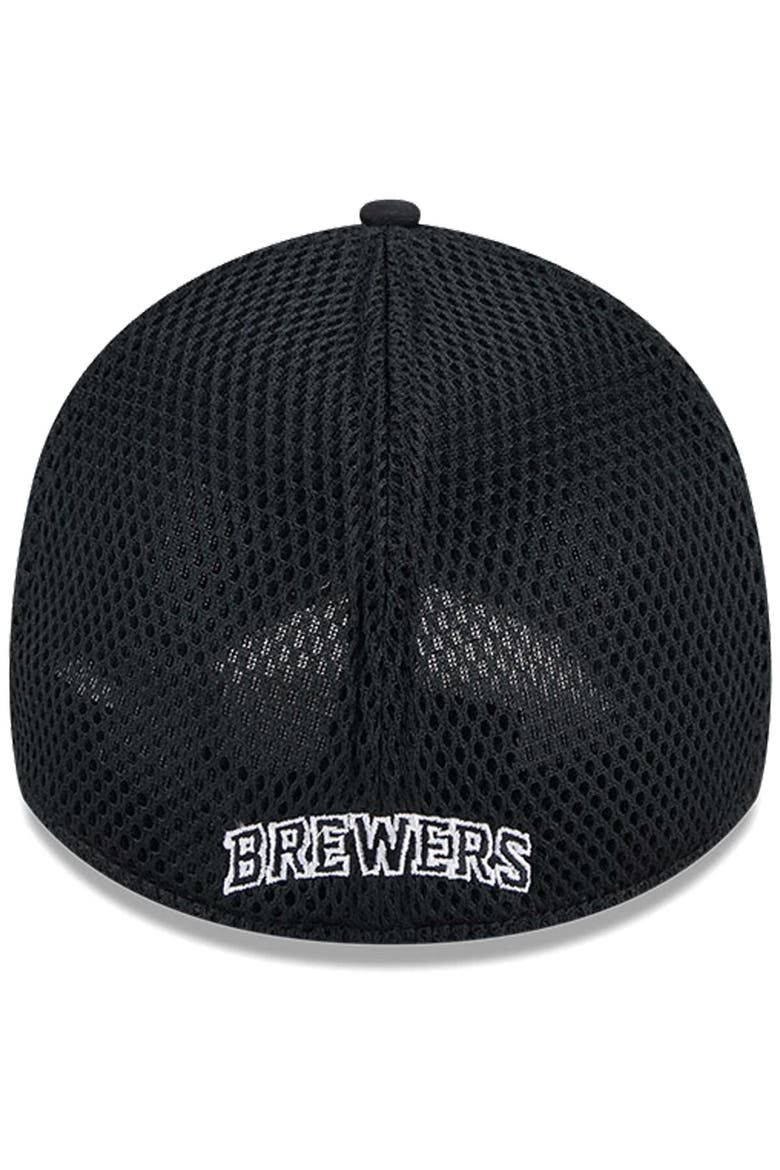 Men's New Era Milwaukee Brewers Evergreen Black & White Neo 39THIRTY Flex Hat, Alternate, color, Black