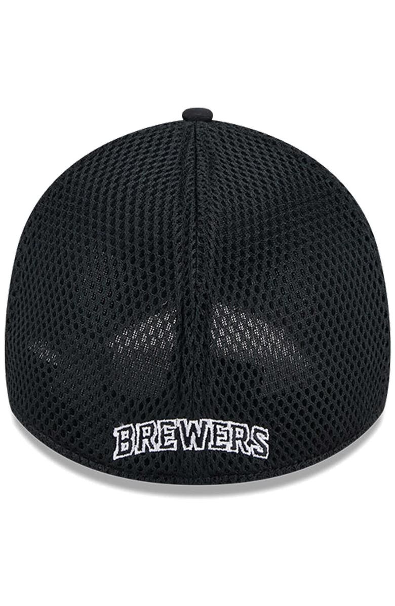 New Era Men's New Era Milwaukee Brewers Evergreen Black & White Neo 39THIRTY Flex Hat, Alternate, color, Black