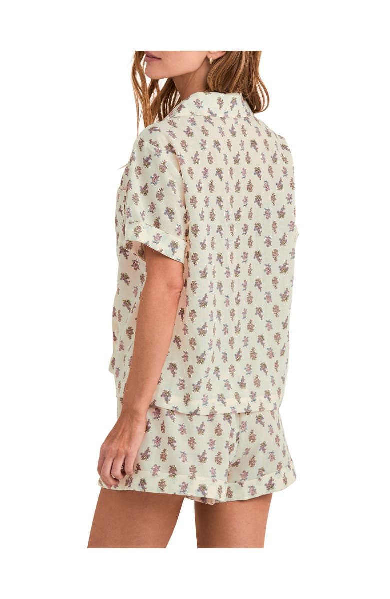 Adore Me Lucero Short Sleeve Top & Shorts Pajama Set, Alternate, color, Floral Beige