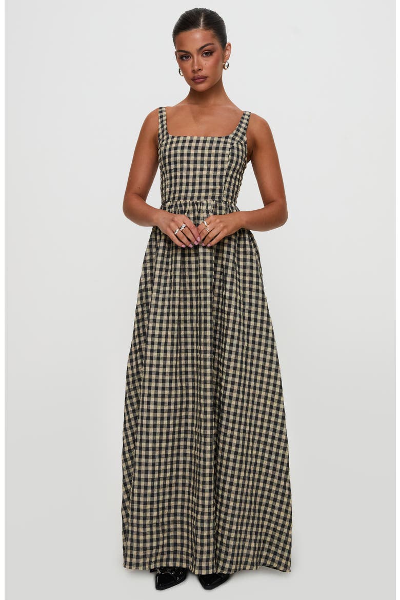Cartmel Check Sleeveless Maxi Dress, Alternate, color, BLACK / CREAM