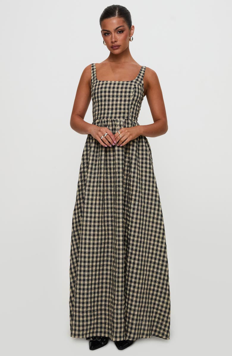 Princess Polly Cartmel Check Sleeveless Maxi Dress, Alternate, color, Black / Cream