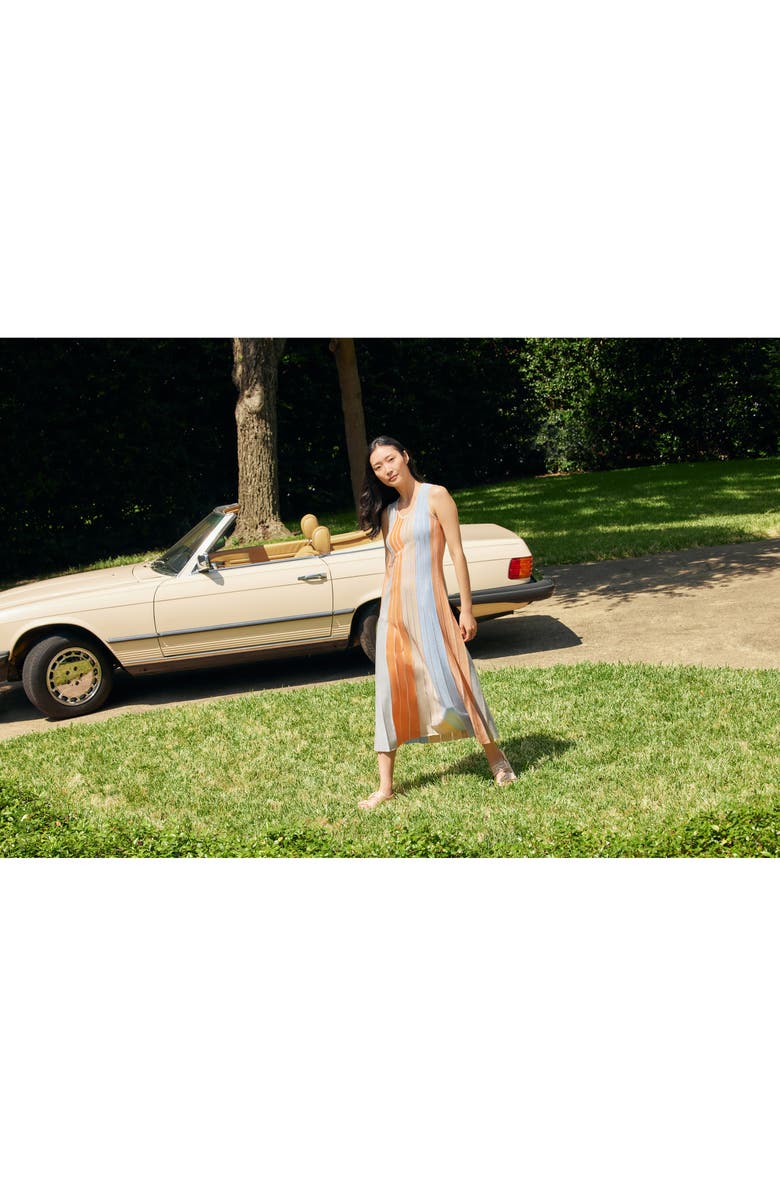Misook Stripe Sleeveless Midi Dress, Alternate, color,