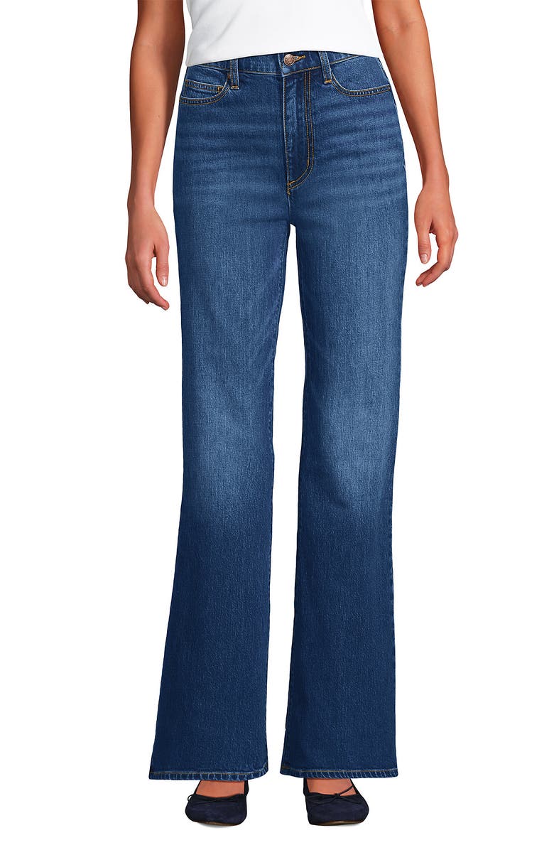 Lands' End Soft Denim High Rise Classic Flare Jeans, Alternate, color, Indigo Tide Blue