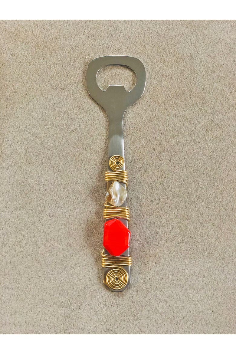 Mother-of-Pearl Embellished Bottle Opener, Alternate, color, RED