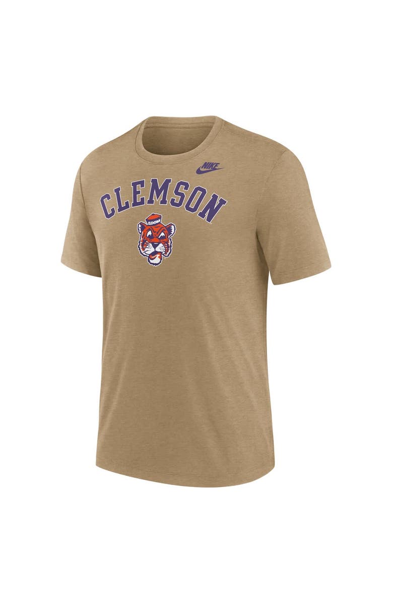 Nike Men's Nike Heather Light Brown Clemson Tigers Legacy Arch Tri-Blend T-Shirt, Alternate, color, Light Brown