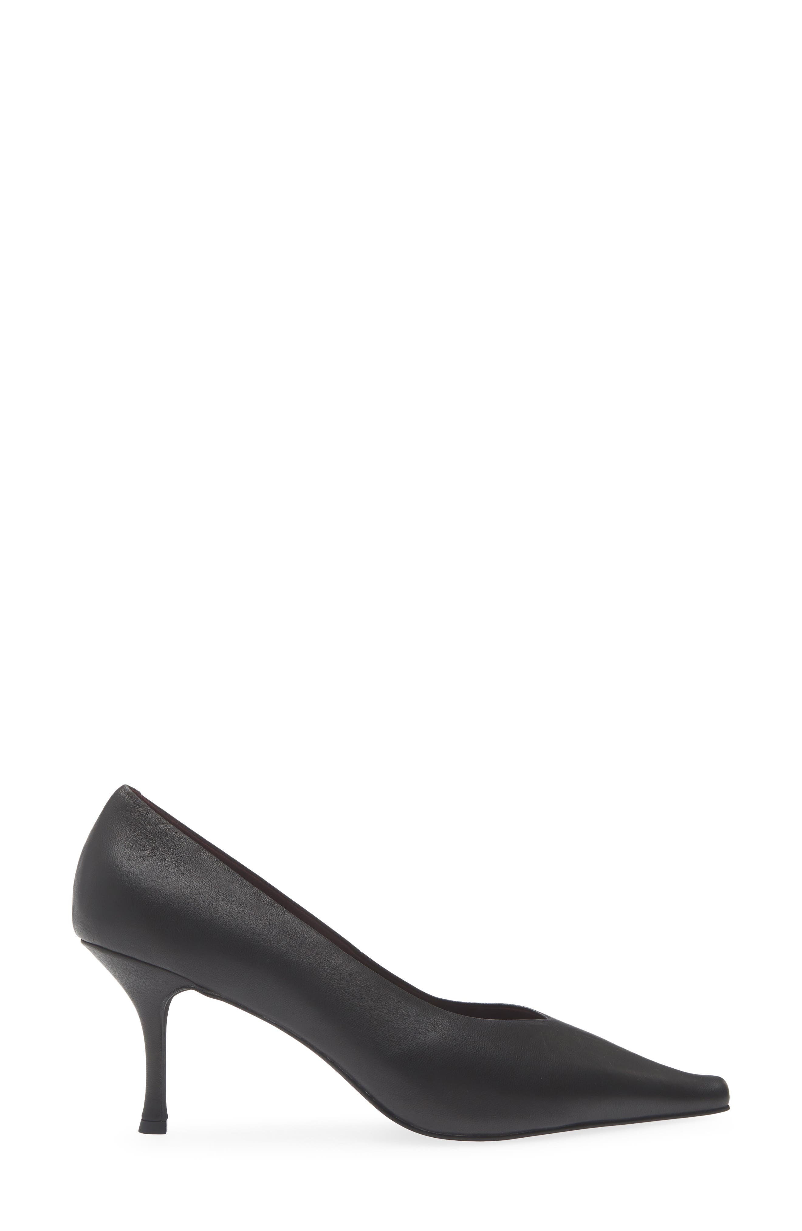 Campaign Leather Pointed Toe Pump, Alternate, color, BLACK