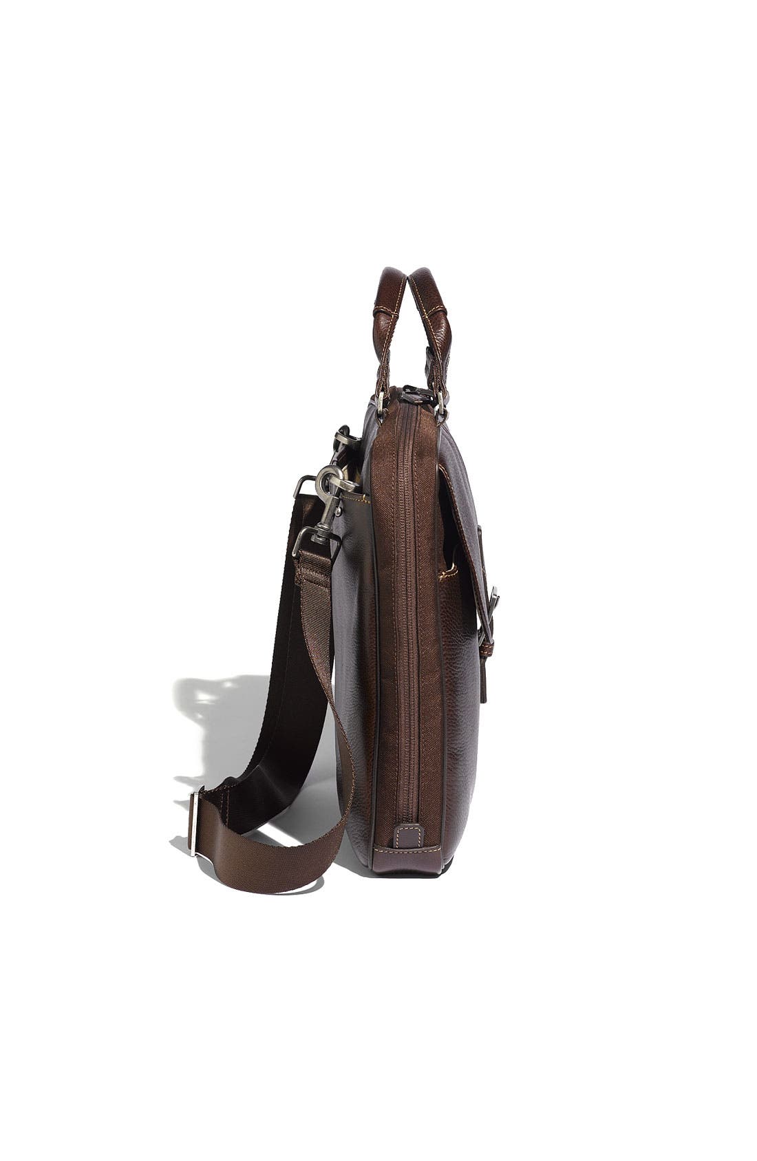 'Tyler' Tumbled Leather Portfolio Briefcase, Alternate, color, BROWN