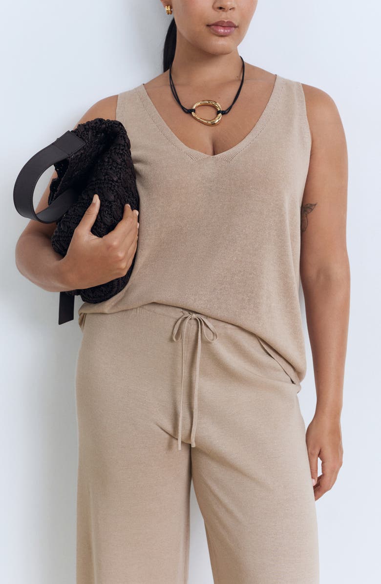 MANGO Knit Drawstring Straight Leg Pants, Alternate, color, Light/ Pastel Grey