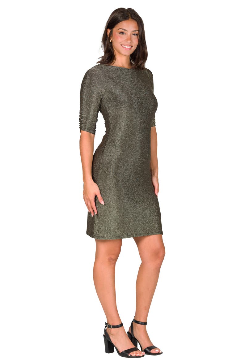Elbow Length Sleeve Shimmer Bodycon Mini Party Dress, Alternate, color, Gold