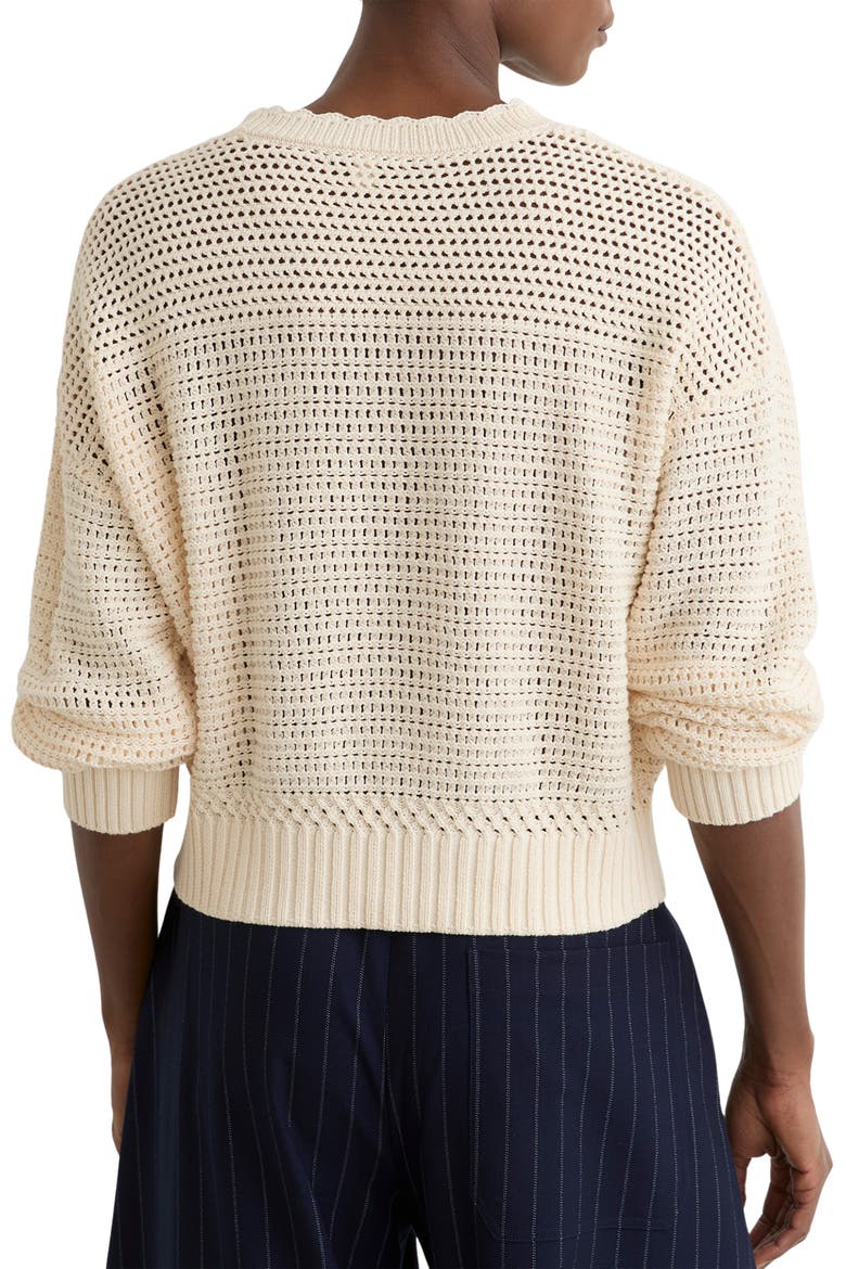 Bonnie Open Stitch Cotton Sweater, Alternate, color, NEUTRAL