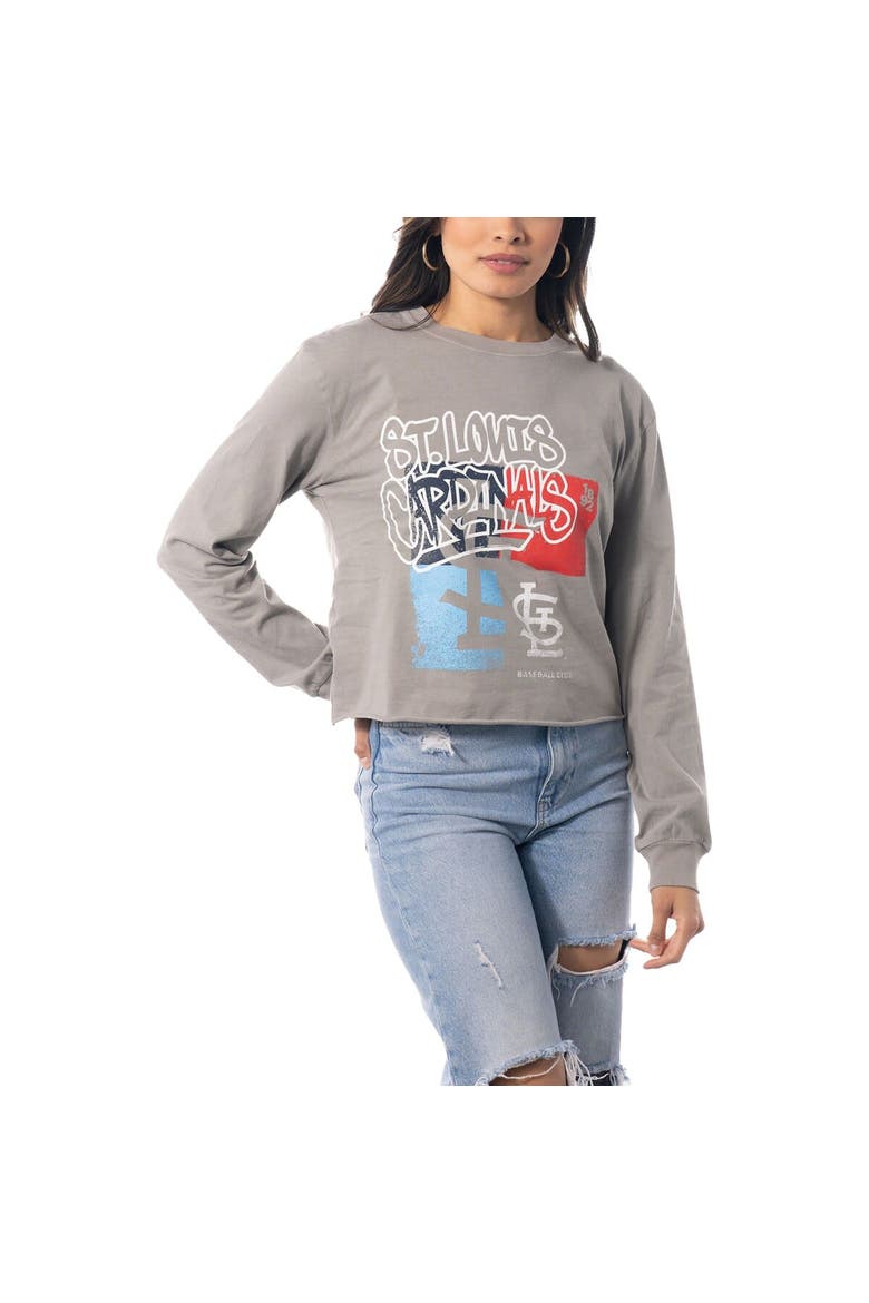 Women's The Wild Collective Gray St. Louis Cardinals Cropped Long Sleeve T-Shirt, Main, color, Gray