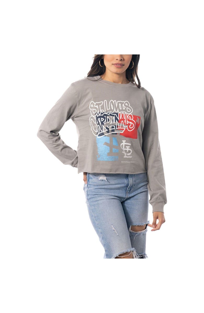 THE WILD COLLECTIVE Women's The Wild Collective Gray St. Louis Cardinals Cropped Long Sleeve T-Shirt, Main, color, Gray