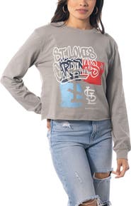 THE WILD COLLECTIVE Women's The Wild Collective Gray St. Louis Cardinals Cropped Long Sleeve T-Shirt