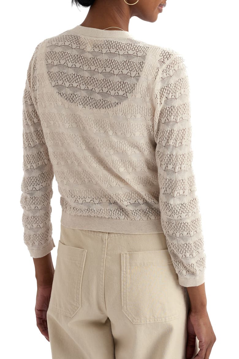 Sweet Day Pointelle Organic Cotton Cardigan, Alternate, color, KNIT MELANGE CHALK