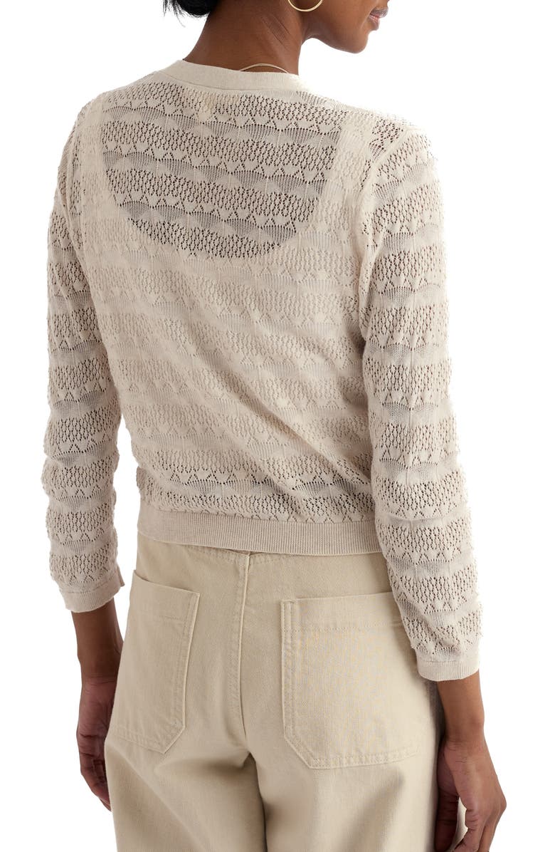 Seasalt Cornwall Sweet Day Pointelle Organic Cotton Cardigan, Alternate, color, Knit Melange Chalk