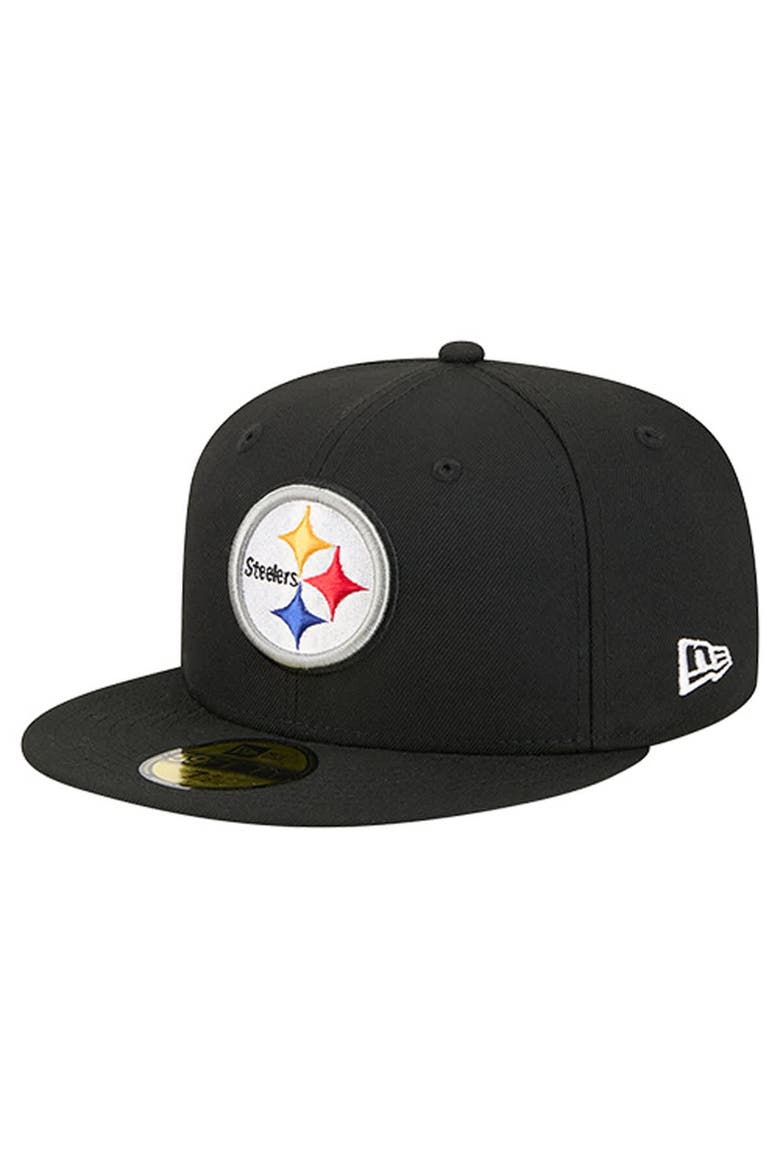 Men's New Era  Black Pittsburgh Steelers Group Chat 59FIFTY Fitted Hat, Alternate, color, Black