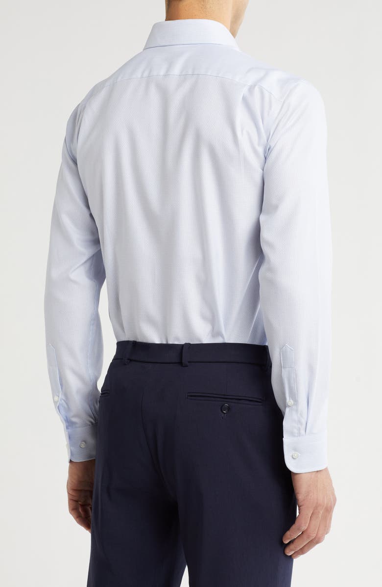 Nordstrom Trim Fit Premium Non-Iron Ticking Stripe Cotton Dress Shirt, Alternate, color, Blue Ticking Stripe