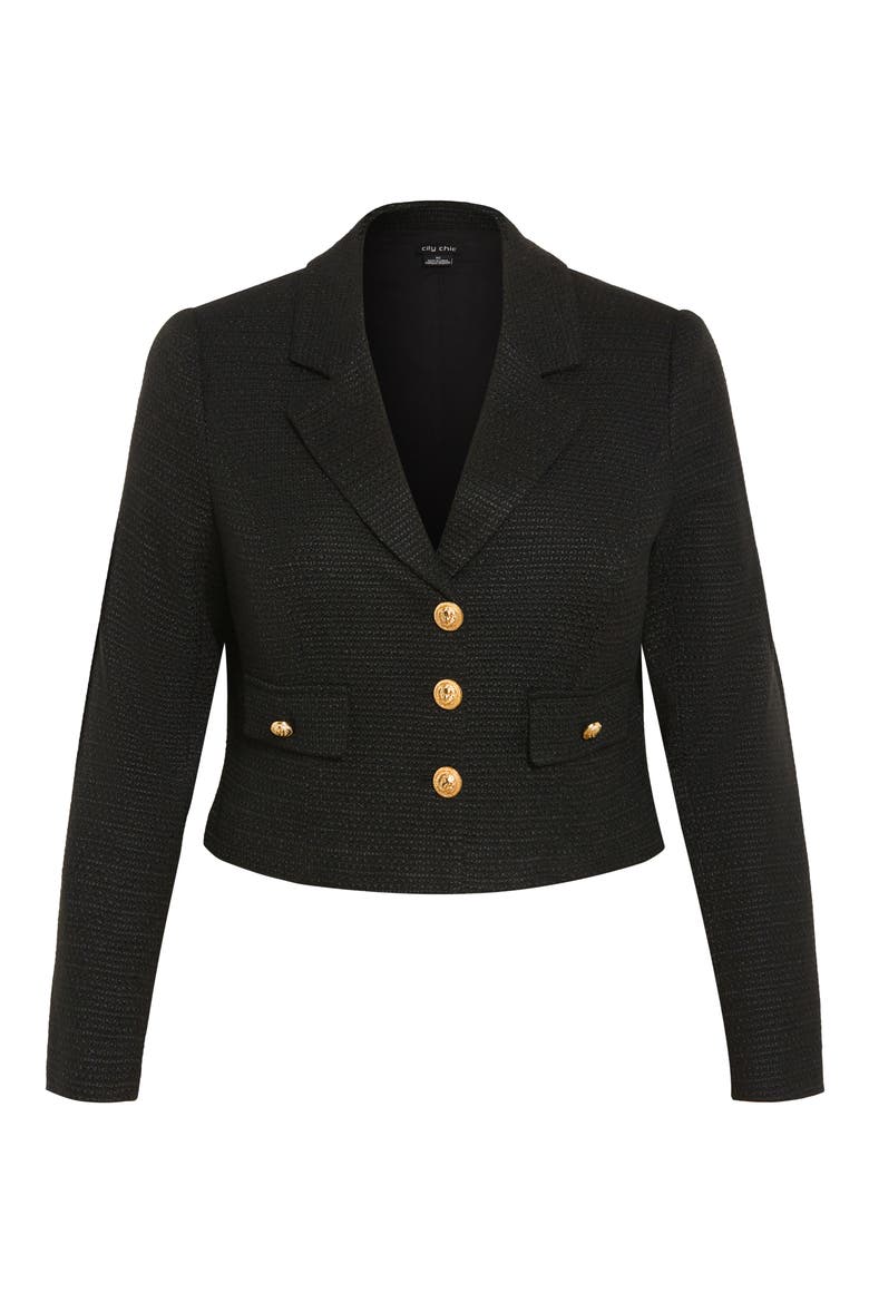 Regina Bouclé Crop Jacket, Alternate, color, BLACK