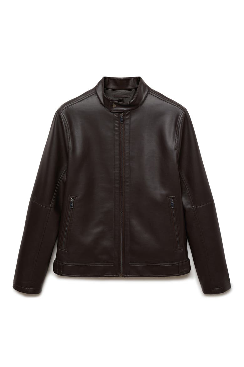 Faux Leather Jacket, Alternate, color, CHOCOLATE