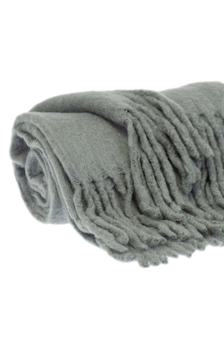 PARKLAND COLLECTION Nagar Fringe Throw Blanket, Alternate, color, Gray