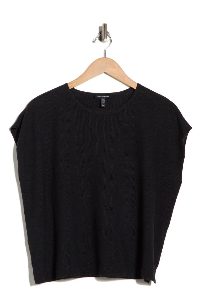 Boxy Organic Linen & Cotton Sweater, Alternate, color, BLACK