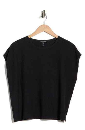 Eileen Fisher Boxy Organic Linen & Cotton Sweater In Black
