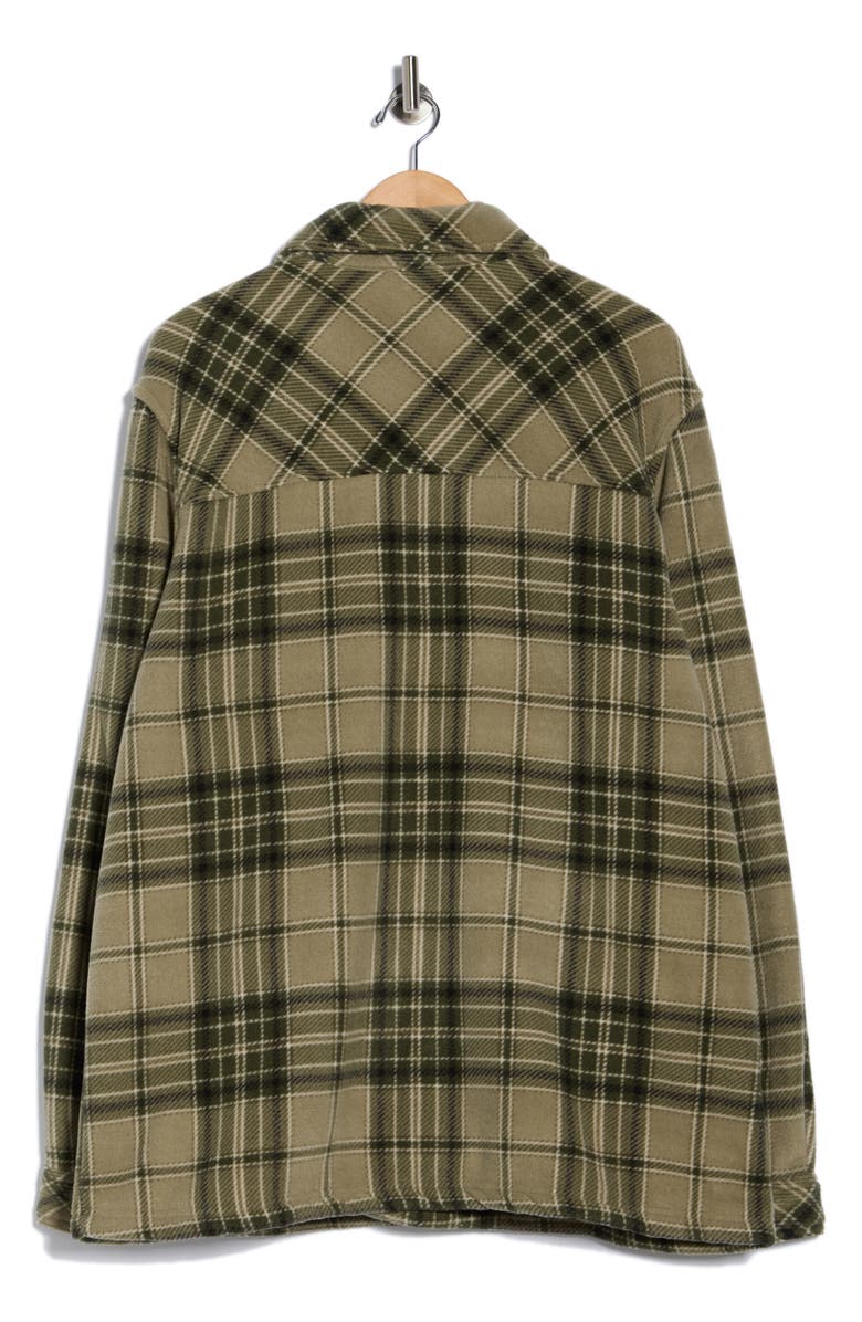 Hurley Plaid Faux Shearling Lined Polar Fleece Shirt Jacket, Alternate, color, Iguana