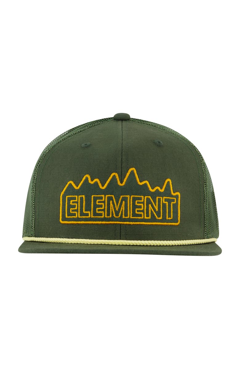 Element Cotton Ripstop Trucker Cap with Textured Embroidered Logo, Alternate, color, Olive