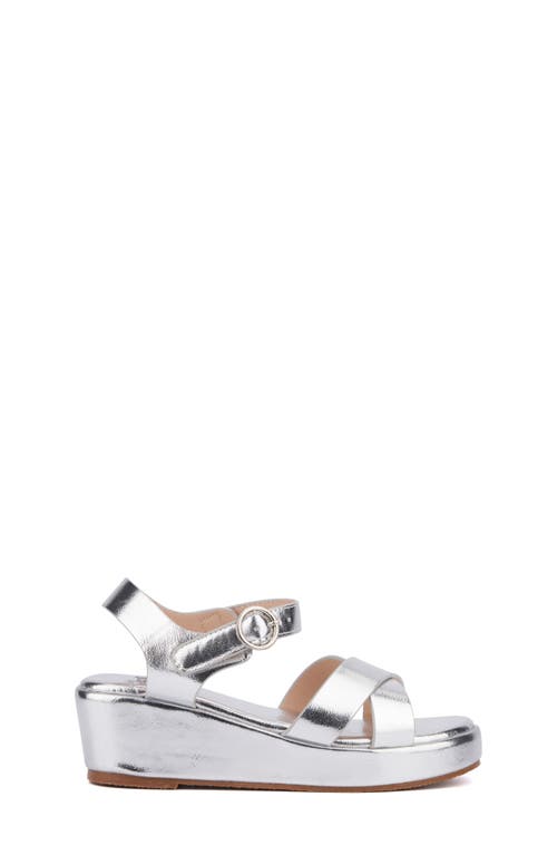 Olivia Miller Kids' Metallic Wedge Sandal In Silver