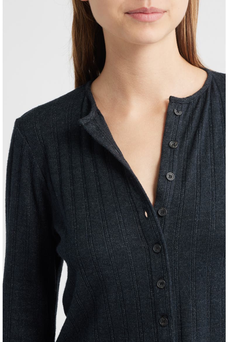 The Jackie Rib Cashmere Blend Cardigan, Alternate, color, BLACK