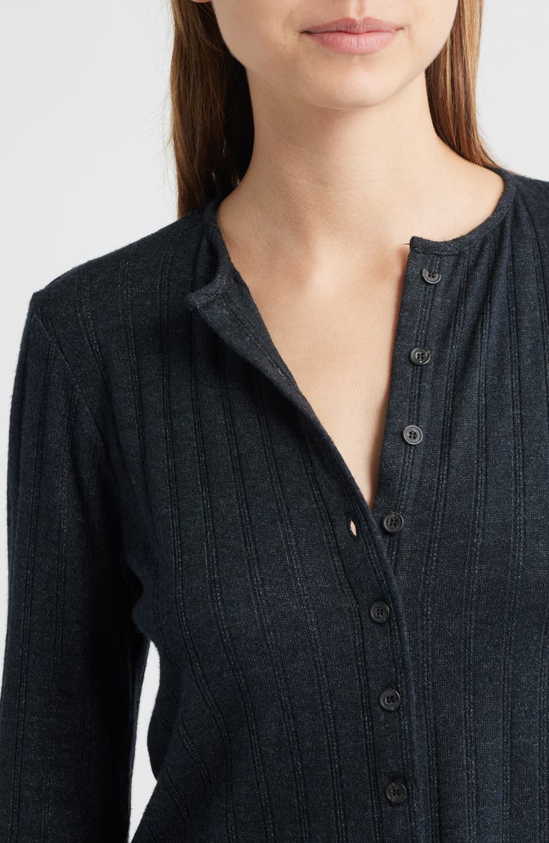 Bella Venice The Jackie Rib Cashmere Blend Cardigan, Alternate, color, Black