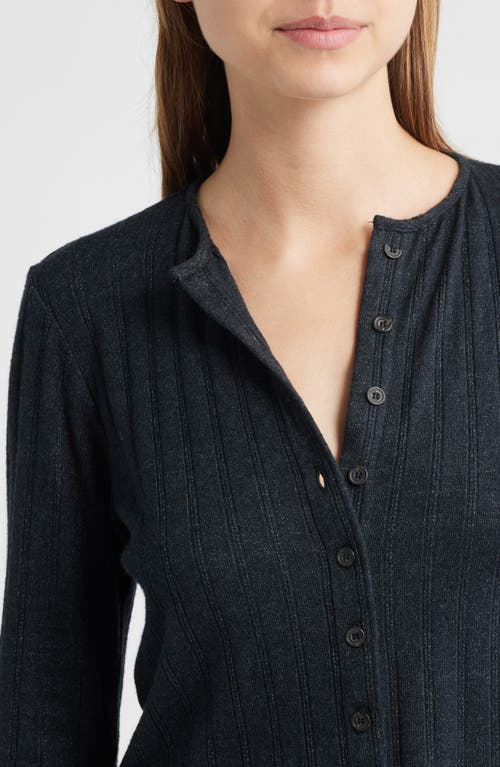 Bella Venice The Jackie Rib Cashmere Blend Cardigan In Blue