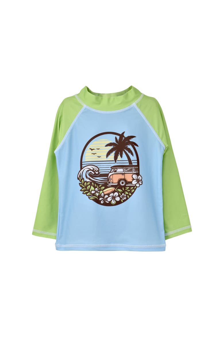 Sustainably Made UPF 50+ Kids' Graphic Rash Guard Swim Top, Main, color, Vintage Paradise