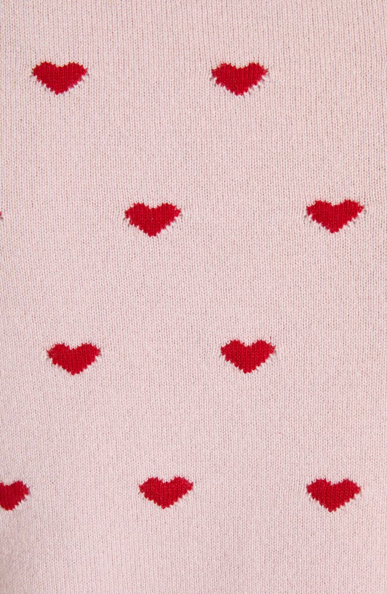 Valentino Garavani Heart Jacquard Cashmere Sweater, Alternate, color, Rose B/ Silver