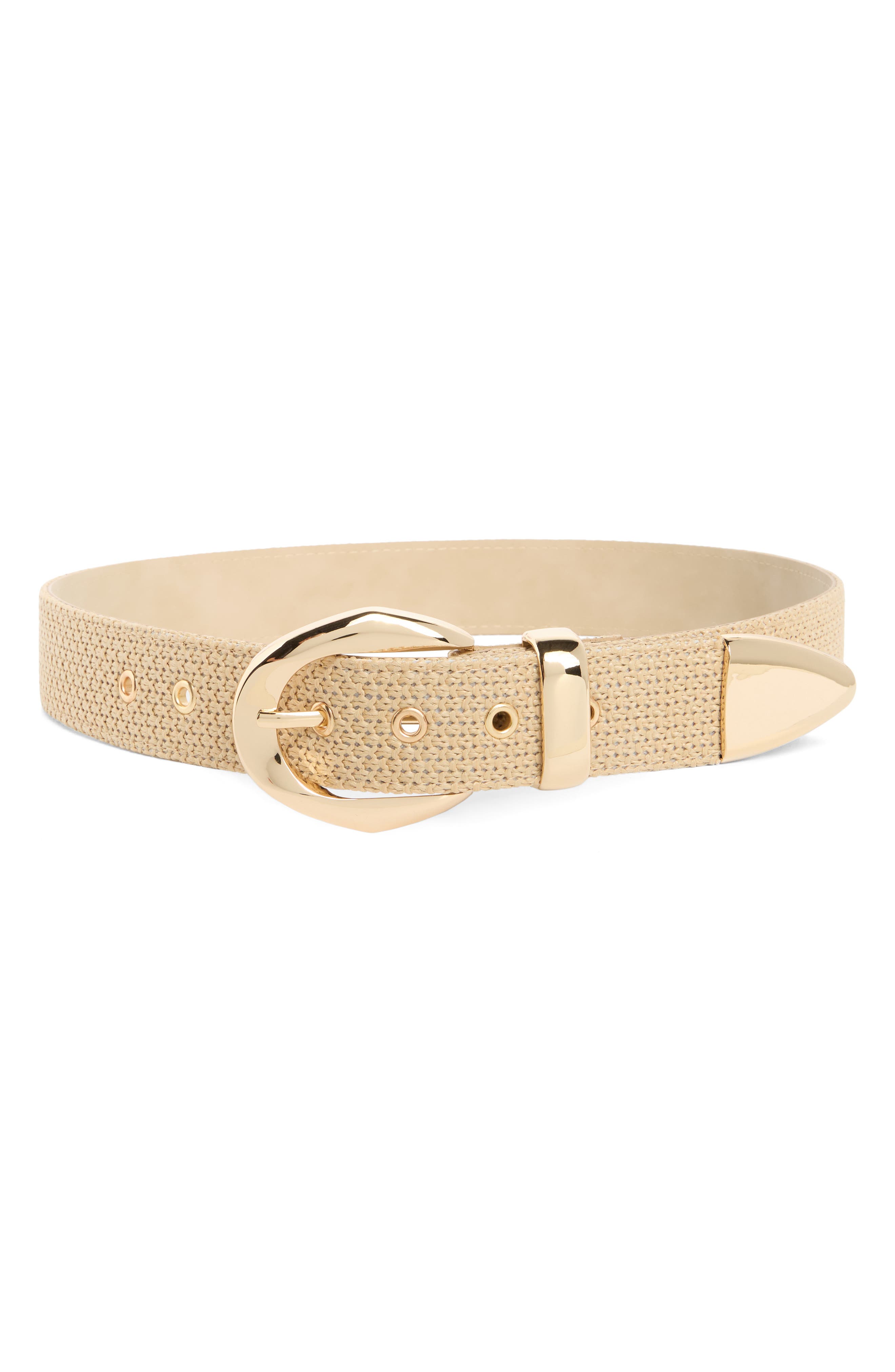 Steve Madden Woven Faux Raffia Overlay Belt