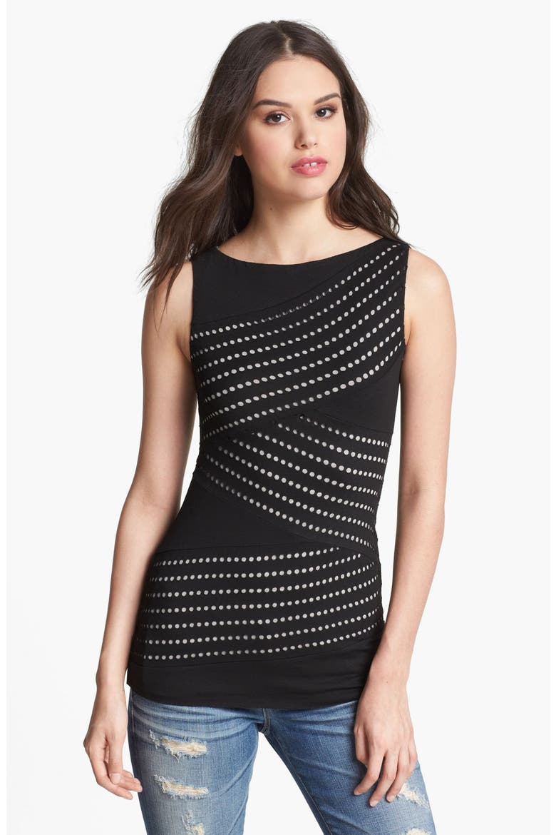 'Tower of Babel' Bandage Tank, Main, color, BLACK
