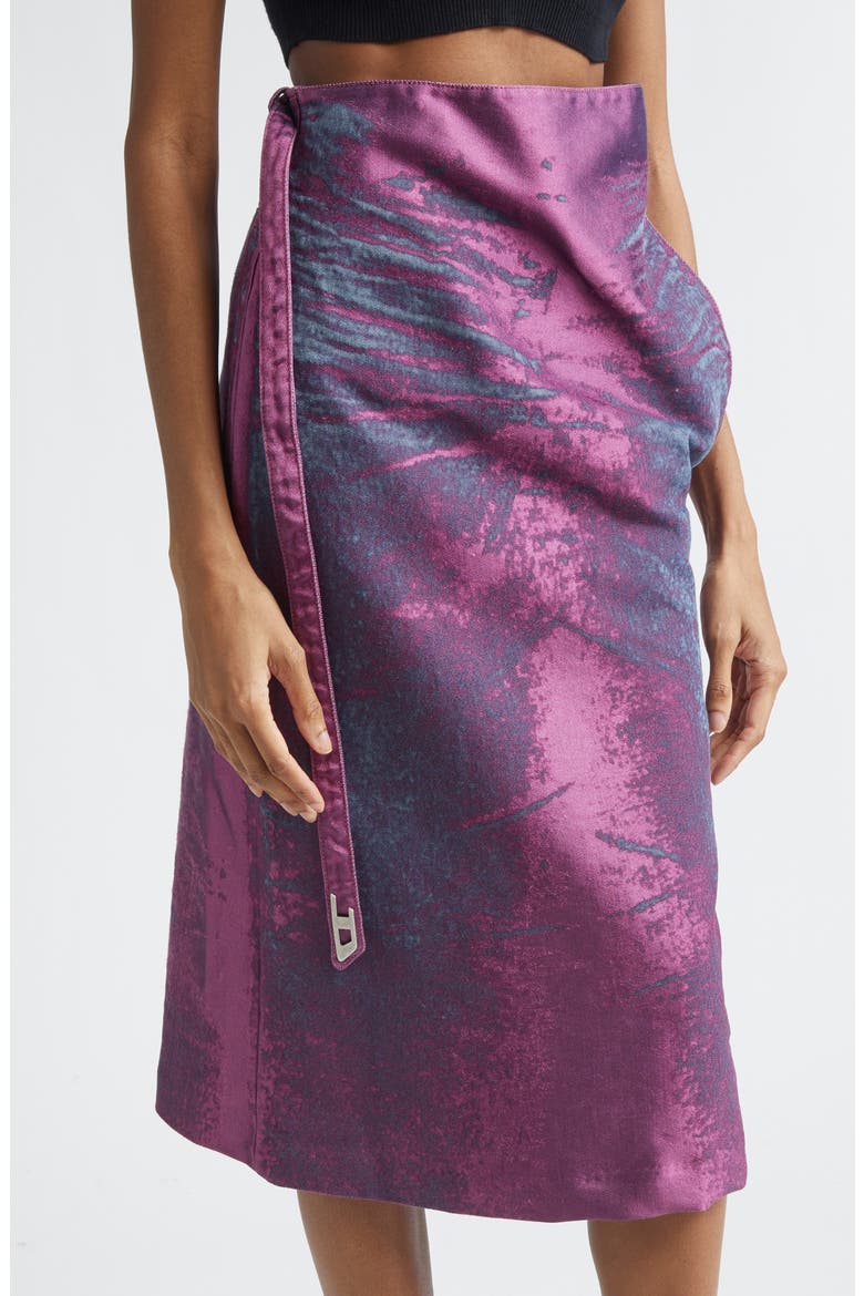 De-Sira Satin Denim Midi Pencil Skirt, Alternate, color, PURPLE