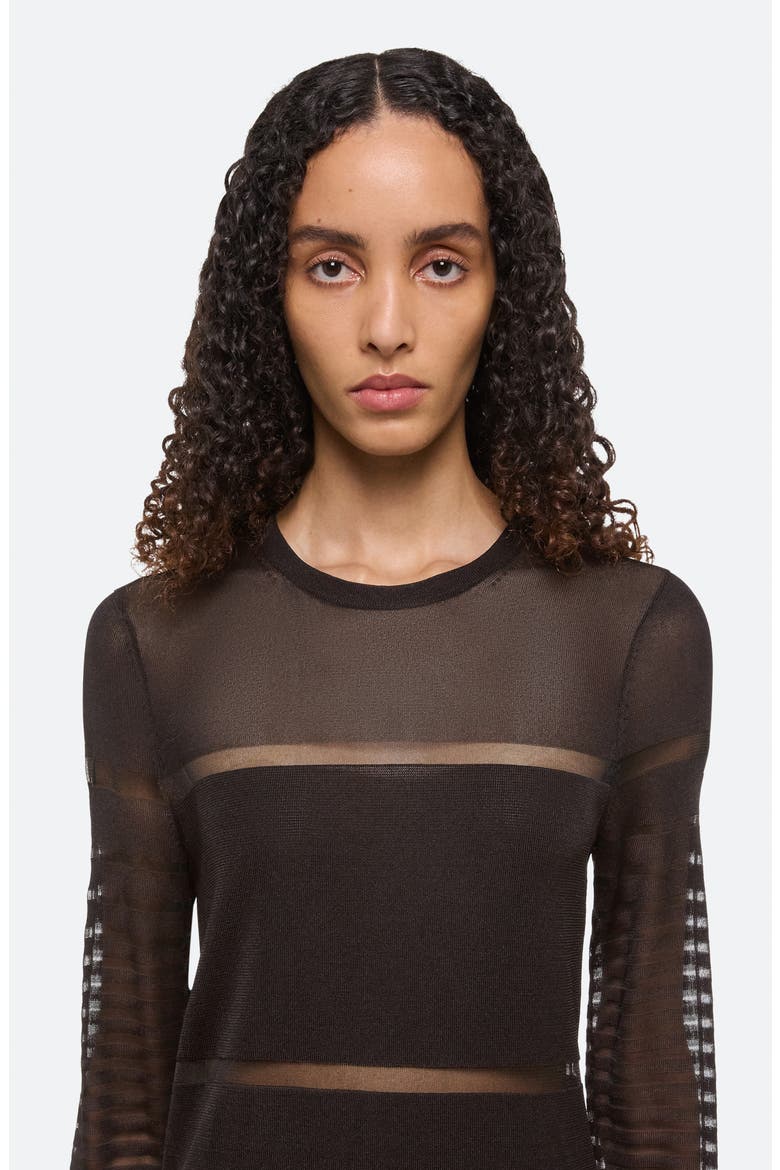 Burnout Stripe Sheer Top, Alternate, color, ESPRESSO - D1P
