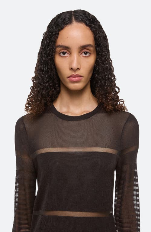 Helmut Lang Burnout Stripe Sheer Top In Black