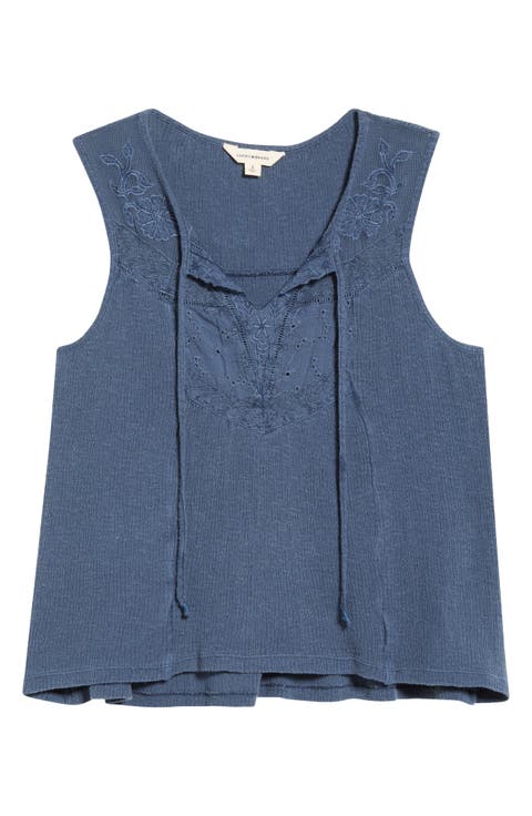 Cutwork Embroidered Cotton Swing Tank