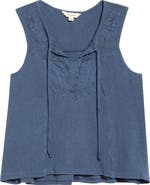 Lucky Brand Cutwork Embroidered Cotton Swing Tank