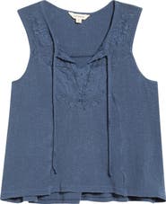 Lucky Brand Cutwork Embroidered Cotton Swing Tank