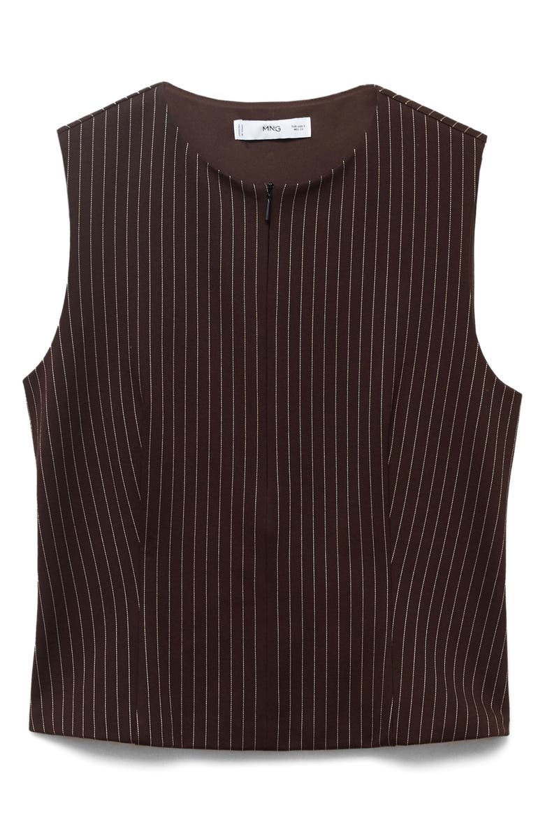 MANGO Fitted Front Zip Sleeveless Top, Alternate, color, Brown
