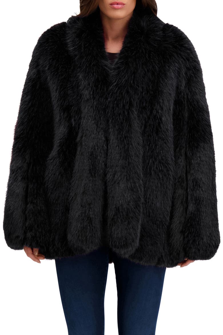 Fur-Free Fox (Faux Fur) Jacket, Alternate, color, BLACK