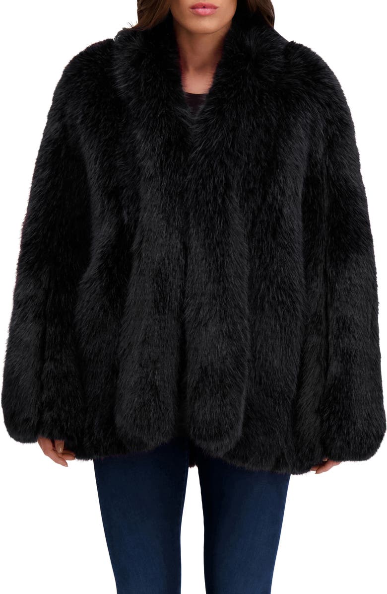 Lyla Grant Fur-Free Fox (Faux Fur) Jacket, Alternate, color, Black